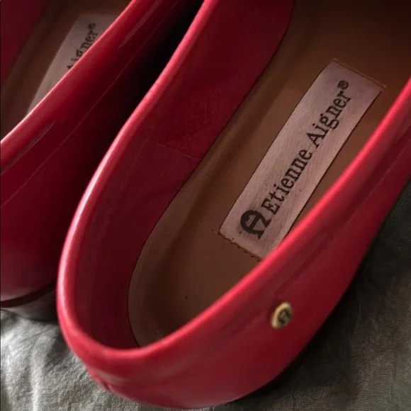Etienne Aigner Red Leather Loafers - Picture 4 of 5
